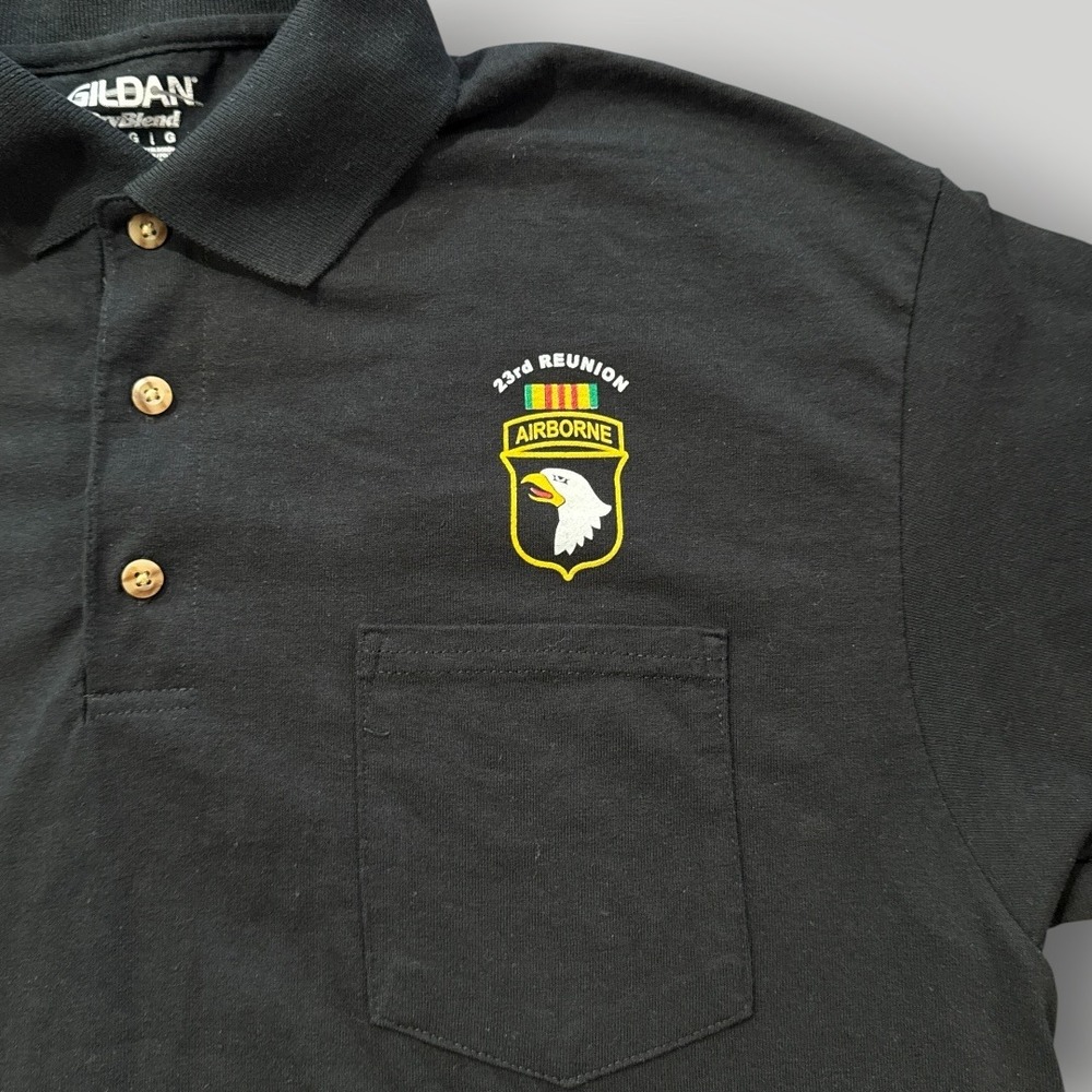 101st Airborne Vietnam Veterans Reunion 2017 Pocket Polo Large Black Gildan